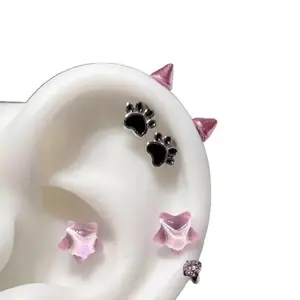 1PC Trending Cool and Sweet Cat Claw Devil Ear Nails Bone Nails Unique Personality Creativity Versatile High End Earrings