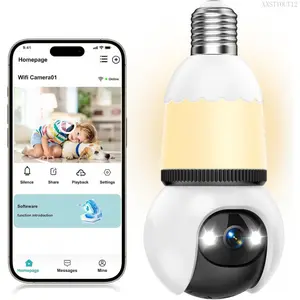 4MP  Light Bulb Security Camera  5G and 2.4GHz wireless indoor/outdoor security camera with night vision, motion detection, 360 °   Pan/Tilt remote viewing, and real-time alerts-Light bulbXXSTYOUT12