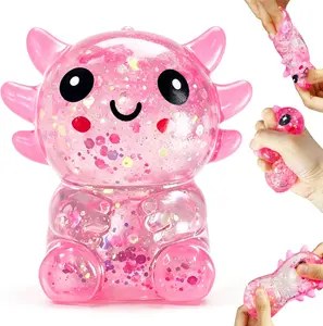 Summer Spring Gift Axolotl Squishy Toy, Slow Rising Squishy Squeezy Axolotl，Sugar Filled Squishy Stress Ball，Stress and Anxiety Relief，an Ideal Gift for Activities and Parties—Suitable for Students and Adults.（Pink)）