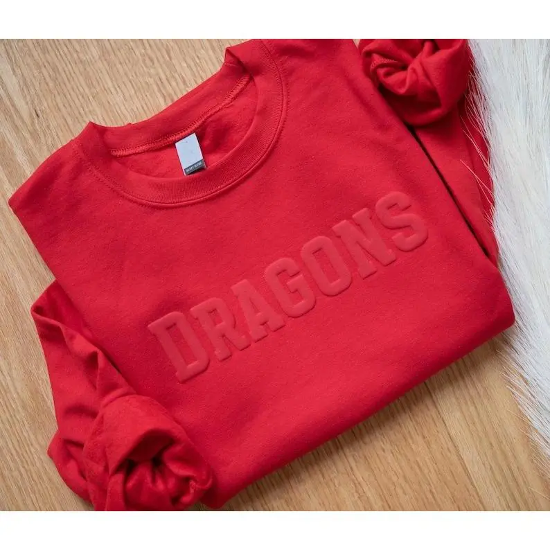 Custom Embossed Sweatshirt, City State or Area Code Name Sweatshirt, Custom School Sweatshirt Mascot Team Name Monotone Sweater