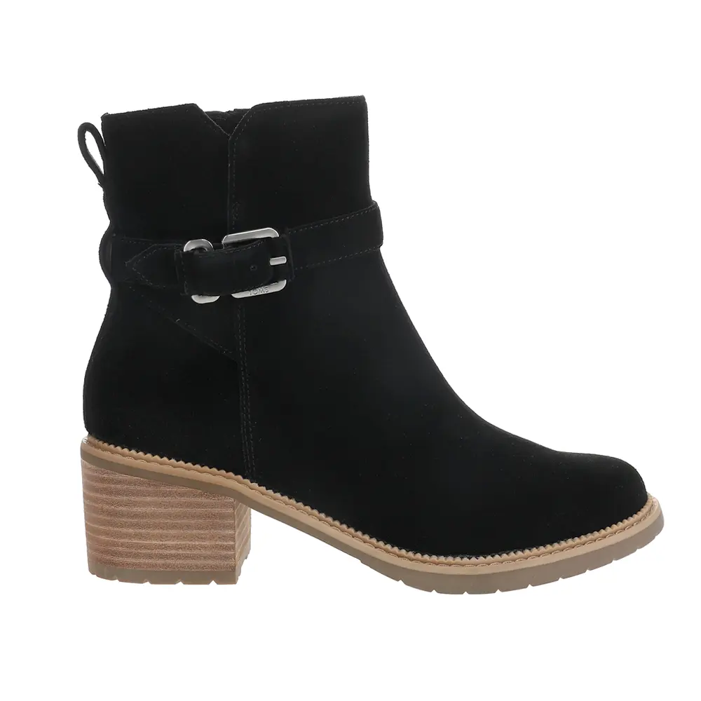 TOMS Womens Hailey Buckle Casual Boots Ankle Low Heel 1-2" - Black