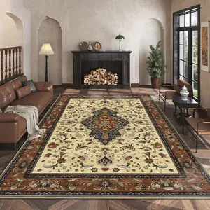 Vintage Bohhemian Style Rug, Boho Area Rug, Non-slip Washable Floor Mat, Decorative Carpet for Home Living Room Bedroom Kitchen