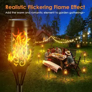 Solar Lights for Outside, Flickering Flame Solar Lights Outdoor, Waterproof, Auto On/Off, Outdoor Solar Lights for Yard Garden, Halloween Decorations home party christmas light outdoor ledsolar  lights christmas decorations
