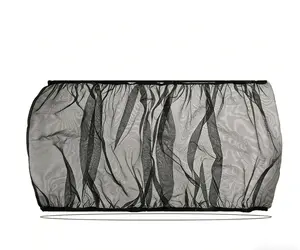 Adjustable Bird Cage Seed Catcher Mesh Net with Elastic Band, Black Seed Guard for Parrot Cages