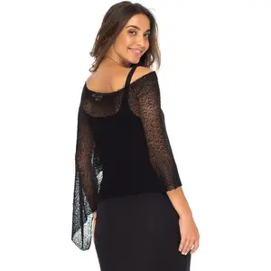 Womens Sheer Poncho Shrug Bolero, Lightweight Summer Shrug Pullover Sweater Knitwear Womenswear Baby Tops