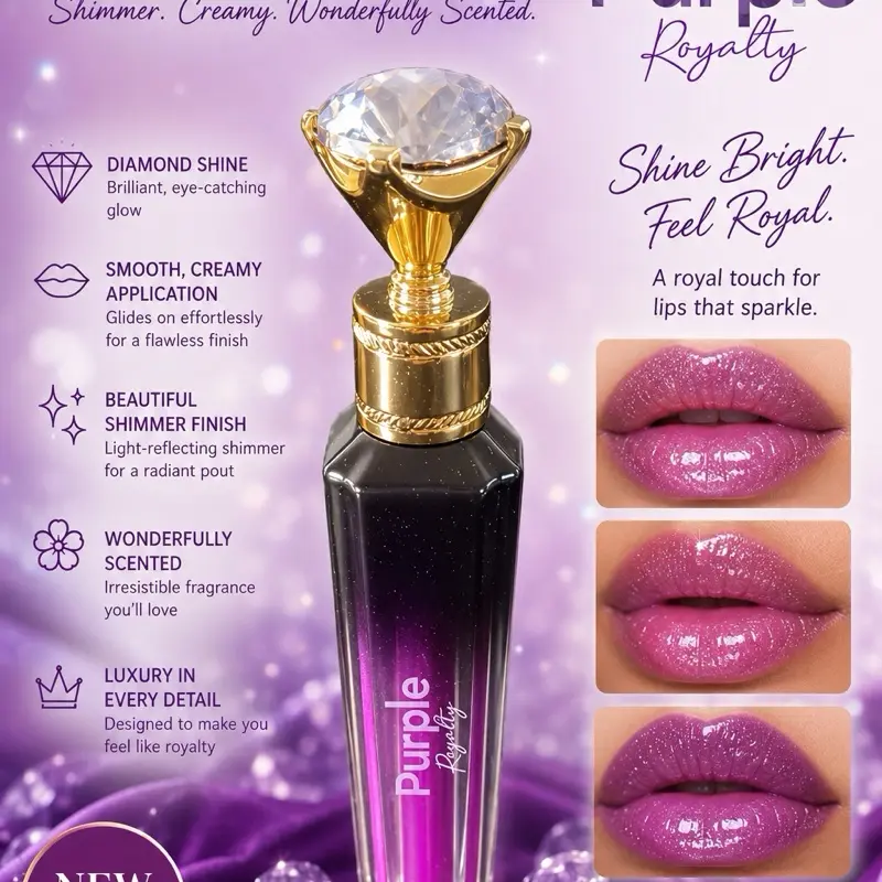 Diamond Glitter (Purple Colored 600) Lip Gloss Organic