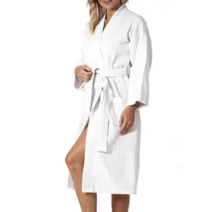 Women’s Waffle Knit Kimono Robe – Lightweight V-Neck Bathrobe with Adjustable Belt Tie & Deep Pockets, Soft Comfortable Home Wear, Breathable Cozy Loungewear, Stylish Loungewear, Casual Home Clothes, Cozy Family Loungewear, All-Season Robe, Nightgown Gift