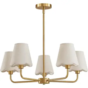 Modern Gold Chandelier 5-Light Farmhouse Chandelier for Dining Room Industrial Dining Kitchen Light Fixture Over Table Ceiling Chandelier for Bedroom Living Room Foyer Entryway