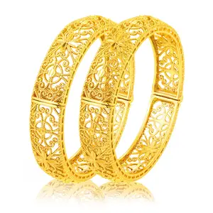 2PCS Golden Openable 6cm Bangles for Women Perfect Birthday Wedding Valentine's Day Gift Idea
