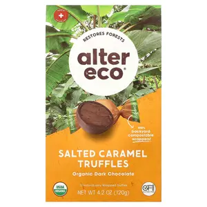 Alter Eco Organic Salted Caramel Truffles, Dark Chocolate, 10 Individually Wrapped Truffles