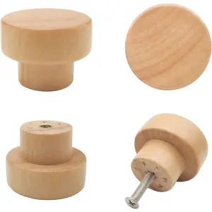16 count  Knobs Flat Top Round Cabinet Knobs 1.39"(35mm)  Wooden Dresser Drawer Pulls Kitchen Cabinet Handles