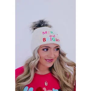 Merry & Bright Pom Knit Beanie - 2 Colors