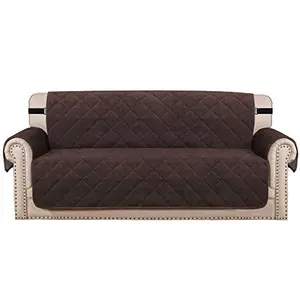 Thick Velvet Sofa Cover Soft Couch Cover for 2 Cushion Sofa Slipcover Washable Furniture Protector for Dogs, Non-Slip Elastic Straps Fit Sitting Width Up to 54"(Loveseat, Ivory)