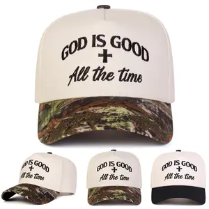 Unisex GOD IS GOOD ALL THE TIME Letter Embroidered Patchwork Five-sided Baseball Cap Outdoor Adjustable Sunscreen Leisure Hat Spring Autumn Travel Tourism Beach Vacation