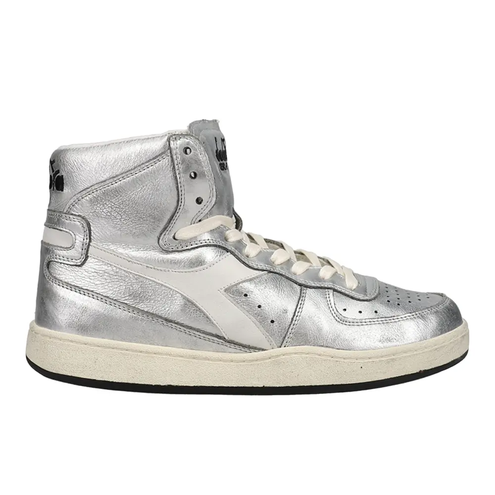 diadora Mens Mi Basket Metallic Used High  Sneakers Shoes Casual - Silver