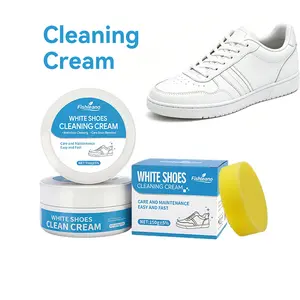 White Shoe Cleaning Cream, Multipurpose No-Wash Solid Sneaker Cleaner with Sponge, Effective Stain Remover, Safe For Leather Shoes, Mesh Shoes & Car Interior Care