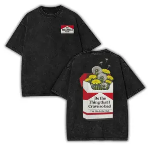 Vintage Ella Fella Club Washed Tee, Retro Dandelion Smoke Box Graphic Shirt, New Age Aesthetic Inspired Tee, Distressed Mineral Wash T-Shirt, Streetwear Floral Graphic Fan Gift, Unisex Men Women Tee