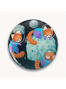 1Pc DIY Craft Buckle - 44mm (1.73 ") Red Space Pandas Pin for Bags, Jackets and Gifts, Holiday Gifts, Party Gifts