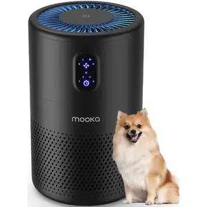 MOOKA Air Purifiers for Home Large Room up to 1076ft², H13 True HEPA Air Filter Cleaner, Odor Eliminator, Remove Smoke Dust Pollen Pet Dander, Night Light, Black Gifts