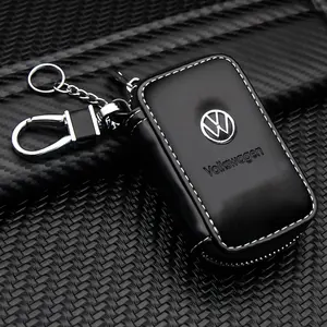 Volkswagen Car Key Case Remote Leather Protector, Card Holder, Full Coverage, Dustproof Scratch Resistant, Zipper Design, Essential Auto Accessory