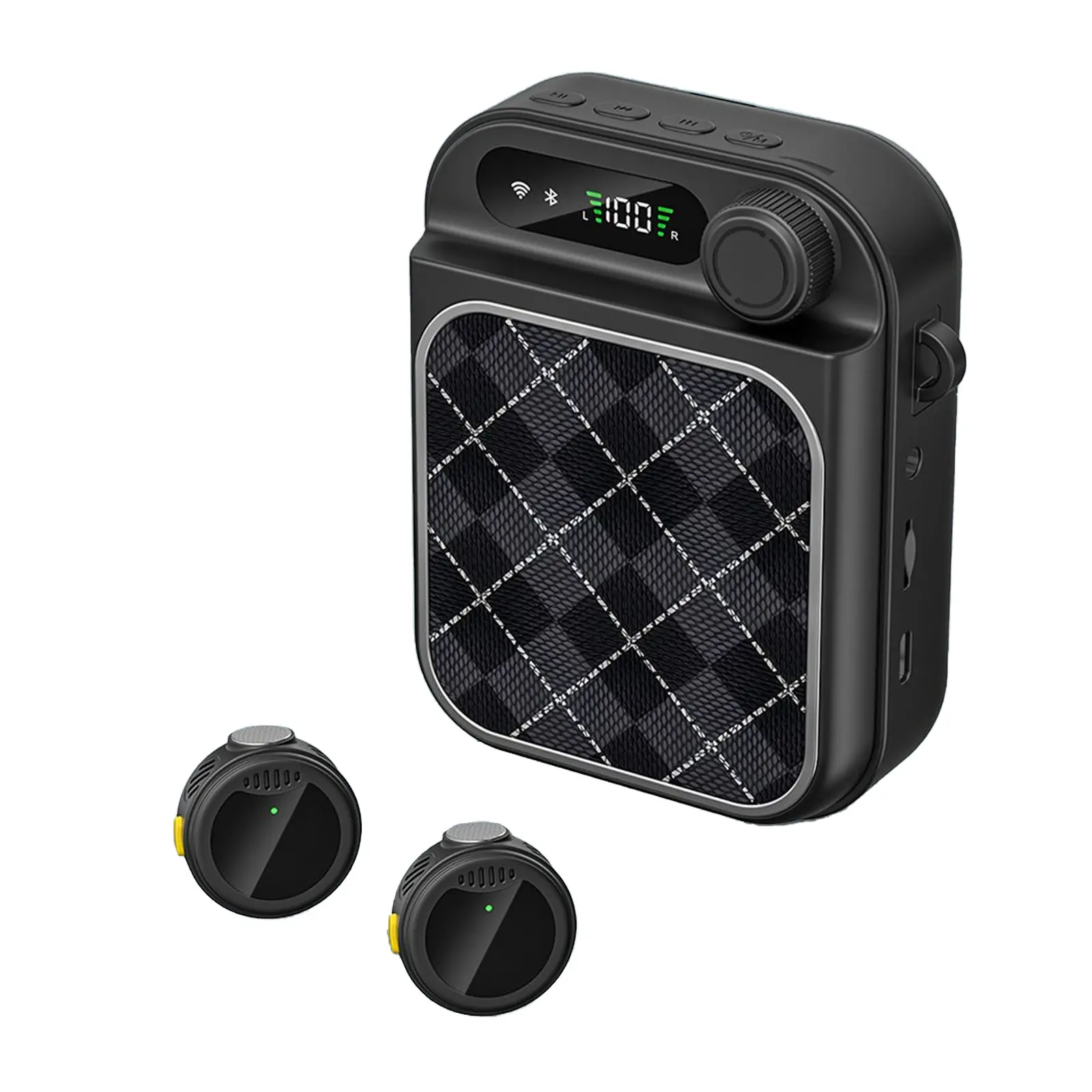 Mini Audio Voice Amplifier Set for Teachers 2 Magnetic Wireless Lavalier Microphones Portable Business Device Classroom Speech Training Outdoor