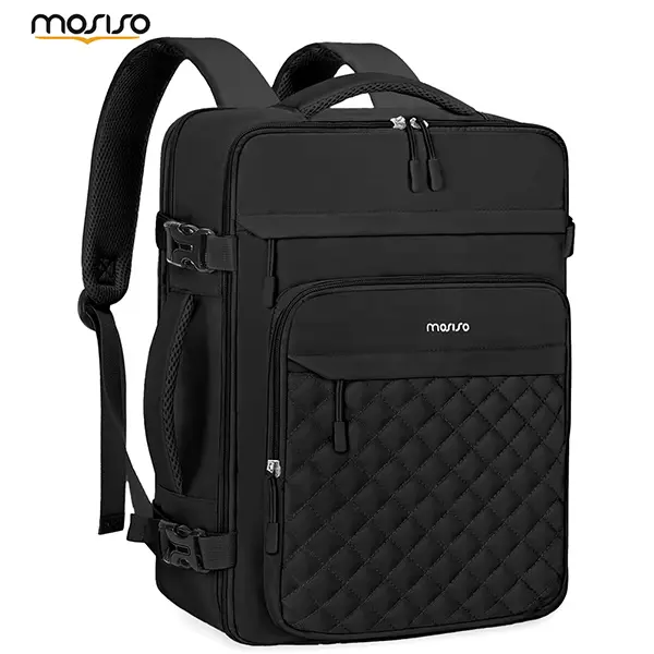 MOSISO 40L Quilted Geometric Polyester Unisex Travel Backpack - 16in,17.3in Laptop Compartment, Office Work Bag, Laptop Work Bags, USB Port, Hidden Zip Anti-Theft Pocket, Detachable EDC Gear, Adjustable Holiday Carry-On