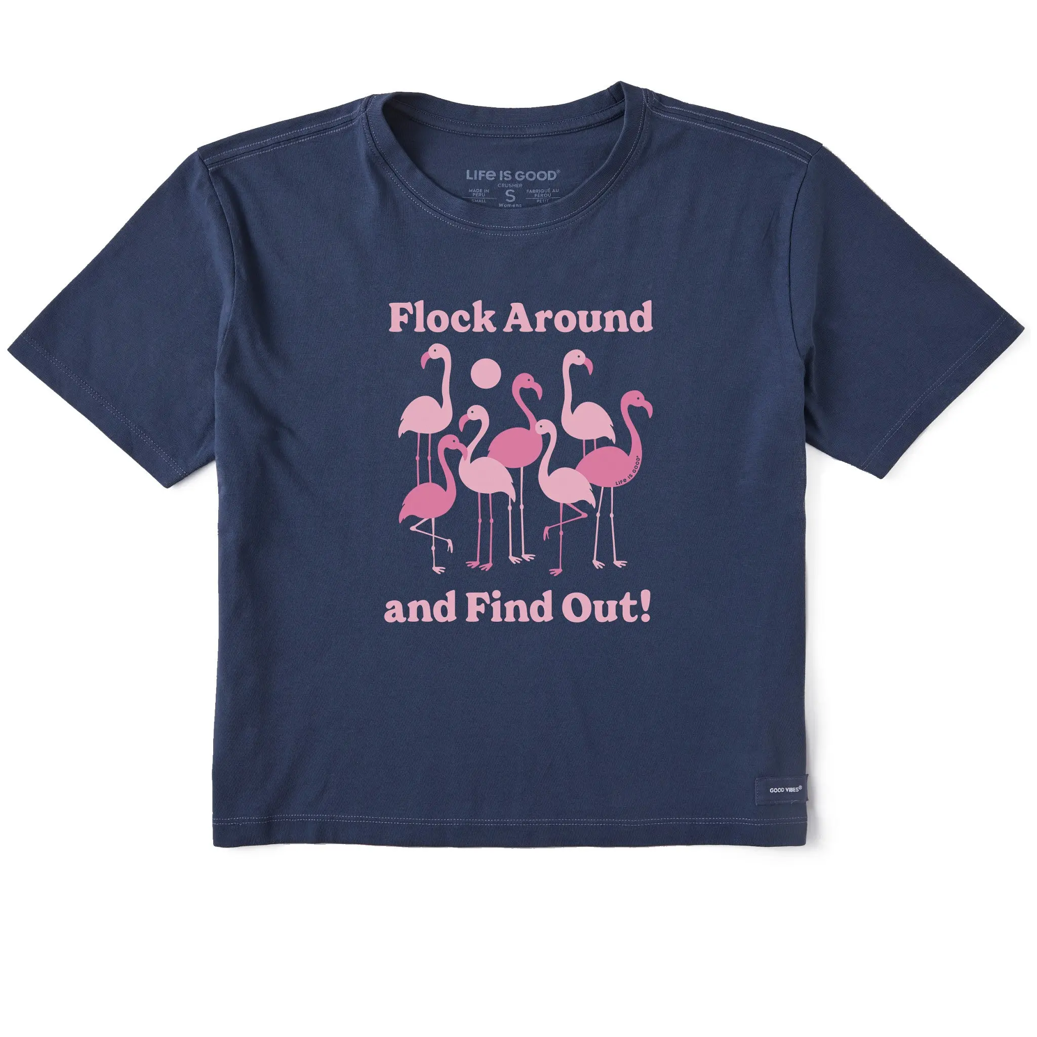 Women's Flock Around Flamingos Short Sleeve Crusher Boxy Tee