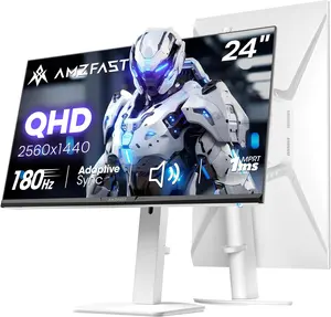 Amzfast 24 Inch Gaming Monitor 200Hz FHD 1080p Fast IPS Computer Monitor, 110% sRGB 1ms HDR Support Adaptive Sync, Eye Care VESA Mount HDMI 2.0 | Display Port 1.4 White Monitor, AMZG24X1W