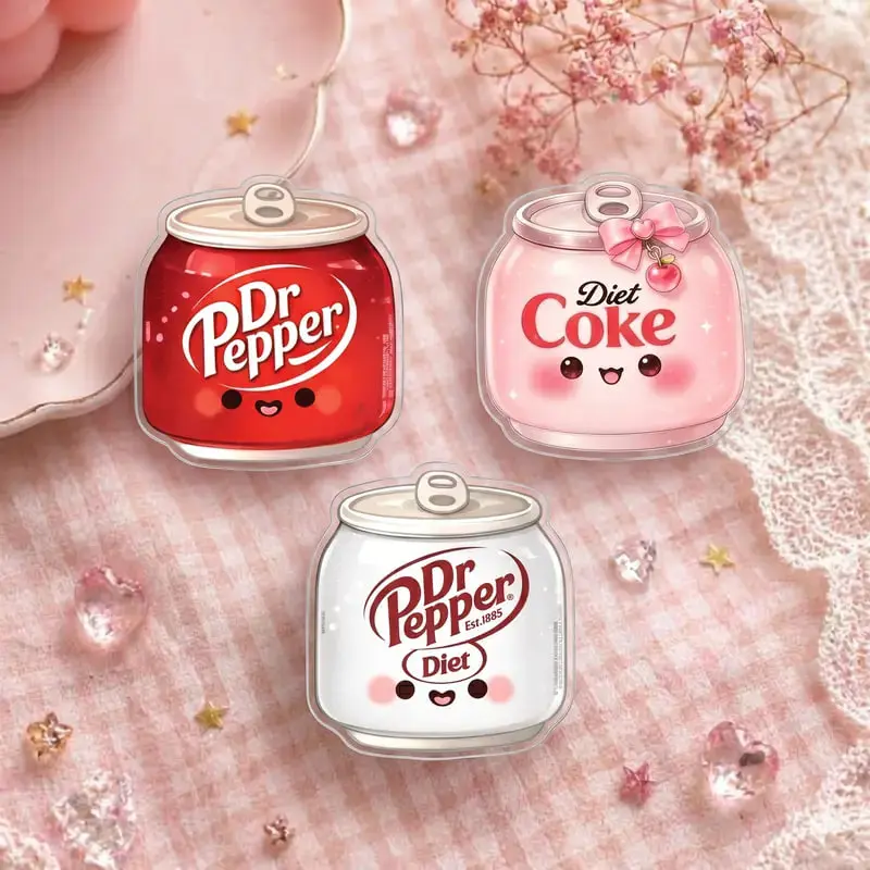 Cute Soda Can Phone Grip - Aesthetic Kawaii Dr. Pepper & Diet Coke Griptok, Premium Acrylic Phone Holder for iPhone/Android, Trendy Mobile Accessory, Unique Gift for Soda Lovers, Cute Desk Decor