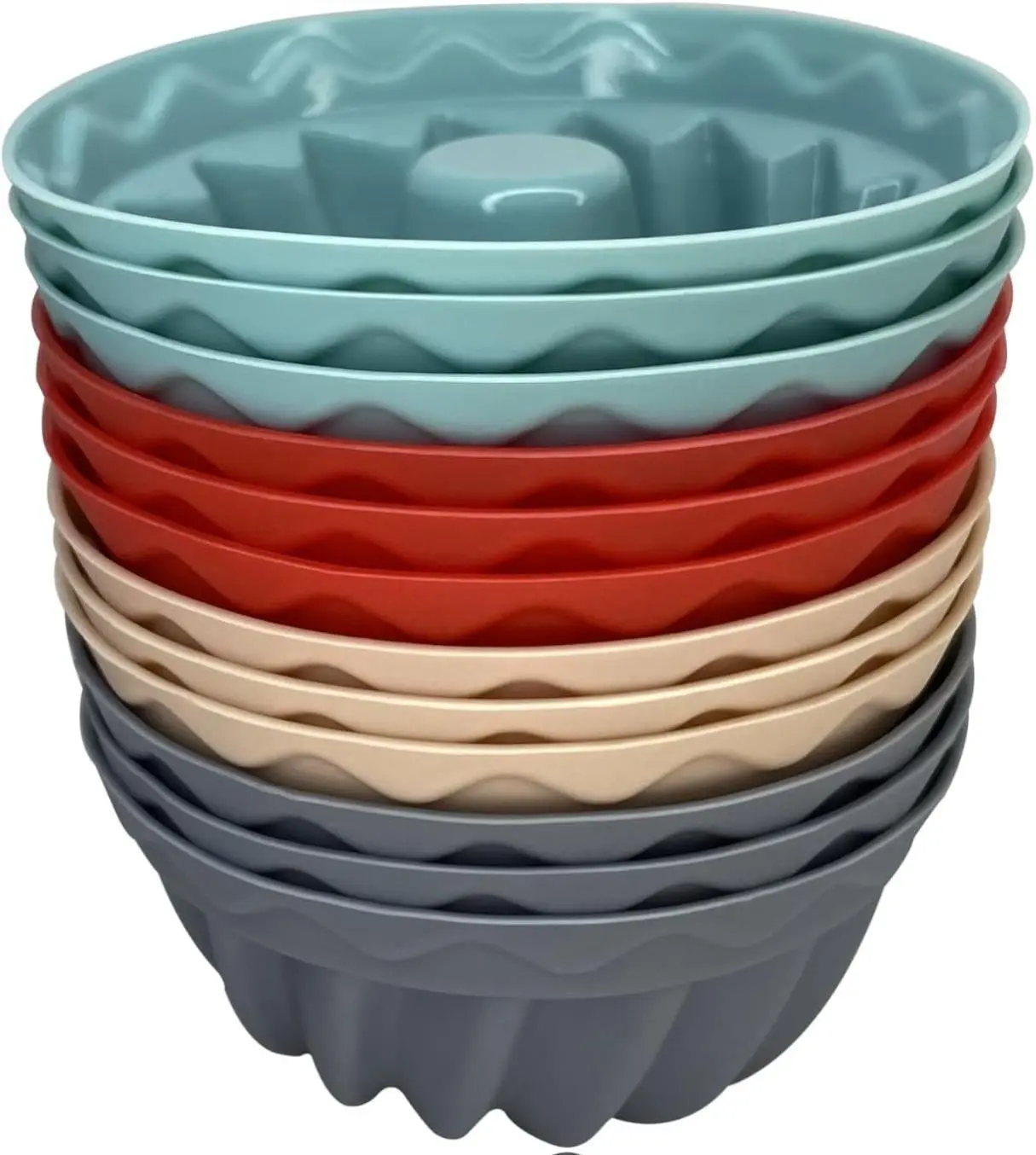 12-Piece Non Toxic Silicone Bakeware Set - Flexible, Stackable Silicone Baking Cups, Molds for Baking & Freezing Mini Chocoflan, Pumpkin Cakes, Reusable Tins, Non Toxic Bakeware
