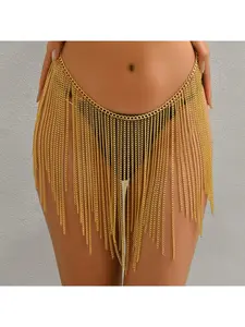 Light Luxury Sexy Nightclub Belly Dance Accessory Tassel Waist Chain Body Chain, Luxury Metal Tassel Exquisite Slimming, Adjustable All-Match Design, Perfect for Stage Performance, Party and Photoshoot, Bop Chain, African Waist Jewelry