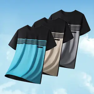 Men’s color-block athletic short-sleeve T-shirt, loose fit for a relaxed feel, suitable for climbing, running, gym workouts, lightweight and skin-friendly for summer wear