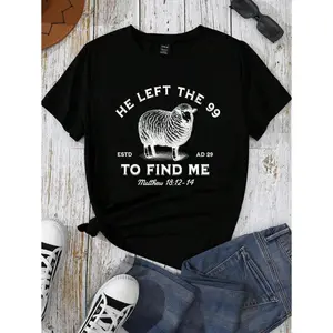 Glissea Women Jesus Left 99 Sweatshirts, The Lord Is My Shepherd Graphic Crew Neck Christian Religious Sweatshirt, He Left 99 To Save Me Printed Crew Neck T-Shirt