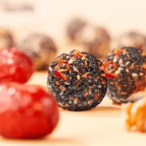 Organic Black Sesame Energy Balls – Gluten-Free Vegan Superfood Snack with Mulberry, Red Date, Walnut & Goji |   Handcrafted, Naturally Sweet |   120g (13 Balls)Candy & Pastry Snack