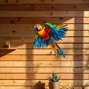 3D Rainbow Parrot Metal Wall Art, Vibrant Tropical Bird Decoration, Lifelike Hanging Sculpture, Natural Inspired Home Decor