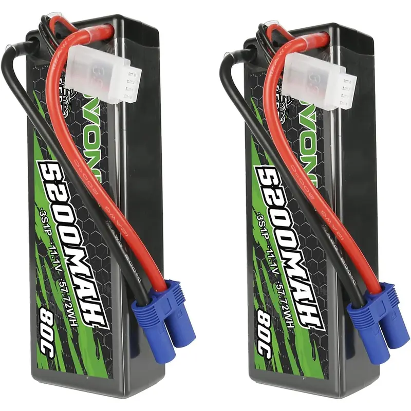 2 Pack Ovonic 11.1V 5200mAh 50C 3S LiPo Battery With EC5 Plug For RC Cars Trucks Arrma 1/10th