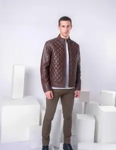 SINGLE MALT BROWN QUILTED LEATHER JACKET