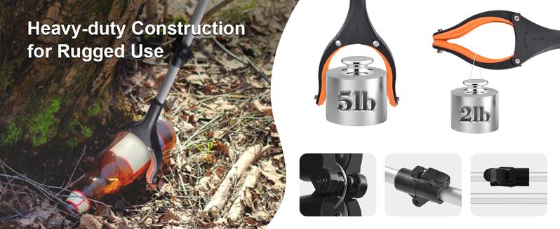 43" Extra Long Grabber Tool, Foldable Grabbers for Elderly Grab It Reaching Tool with Rotating Jaw +Magnets, 4" Wide Claw Opening Reacher Grabber Pickup Tool, Grabber Reacher Tool Heavy Duty