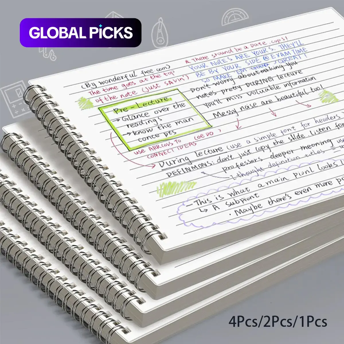 Thick Spiral Notebook, 60 Sheets 8mm Ruled Cream Paper with Smooth No-Bleed Writing, Firm Binding, Ideal for Students, College Essentials and Office Use, Stationery Supplies #GLOBAL PICKS