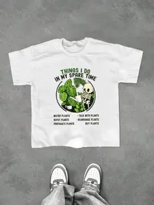 Plant Parent Graphic Tee, Casual Long Fitted T-Shirt, Perfect for Drinking Chatting Buying Plants, Suitable for All Plant Parents