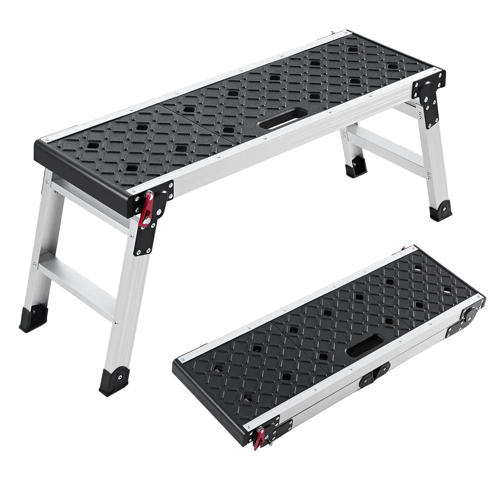 【SummerFinds】VEVOR Folding Work Platform, 35.8 x 12.2 in Aluminum Step Stool, 16.5 in Height, 500 lbs Load Capacity, Heavy Duty Platform Ladder with Locks, Portable Work Bench for Painting & Maintenance & Home