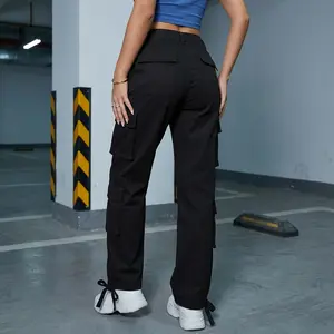 Women's Y2K Retro Work Pants - High-Stretch Multi-Pocket Cargo Trousers, Straight-Leg All-Season Black Office & Casual Pants, Durable Heavy-Duty Fabric (Machine Washable) for Professional, Casual Attire & Street Style Outfits