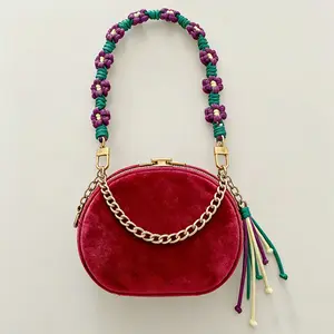 Hand-woven daisy flower polyester rope shoulder bag strap lower viscera bag strap oblique span replacement bag strap