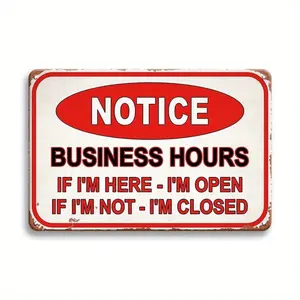 Vintage Metal Sign Notice of Business Hours Open and Closed Sign Retro Style Indoor Outdoor Decor for Shops Bars Cafes and Barber Shops 8x12 Inches