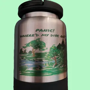 FLPSDE Panic Where'd my disc go? Customized 20oz Water Bottle with 7oz Snack Storage Round Golf Tumbler Large Capacity Sports Drinkware