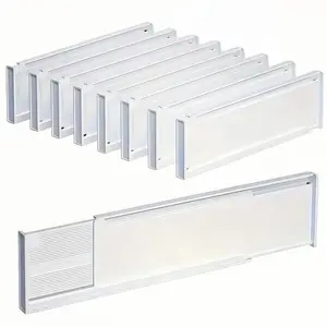 Adjustable Plastic Kitchen Drawer Dividers, Fits Cosmetics Clothing Bedroom Bathroom Fridge Office Storage, Height 3.35 Inches, Reusable Adhesive Strips