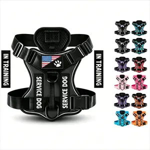 New Tactical Chest Strap Anti-blast Impact Large Dog Night Vision Reflective Pet Dog Vest Type Leash