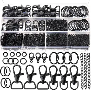 524PCS Keychain Making Kit Variety Pack - DIY Jewelry Supplies with Metal Parts, Sturdy Clips, Lanyard Snap Hooks, Key Rings, Jump Rings for Beading Projects