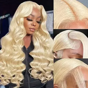 Urody 613 Honey Blonde 13X4 Body Wave HD Lace Frontal Wig Pre Plucked Highlight Wigs Human Hair Can be Dyed & Restyle