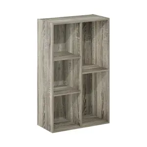 LUDER Modern 5-Cube Reversible Bookshelf, French Oak Bookcase (9.4x19.5x31.5 in), for Living Room, Home Office, Modern Bookshelf
